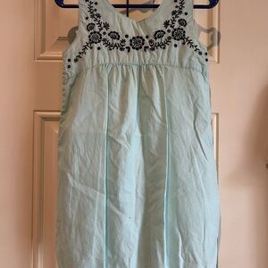 Girls' Light Blue Embroidered Tank Dress
